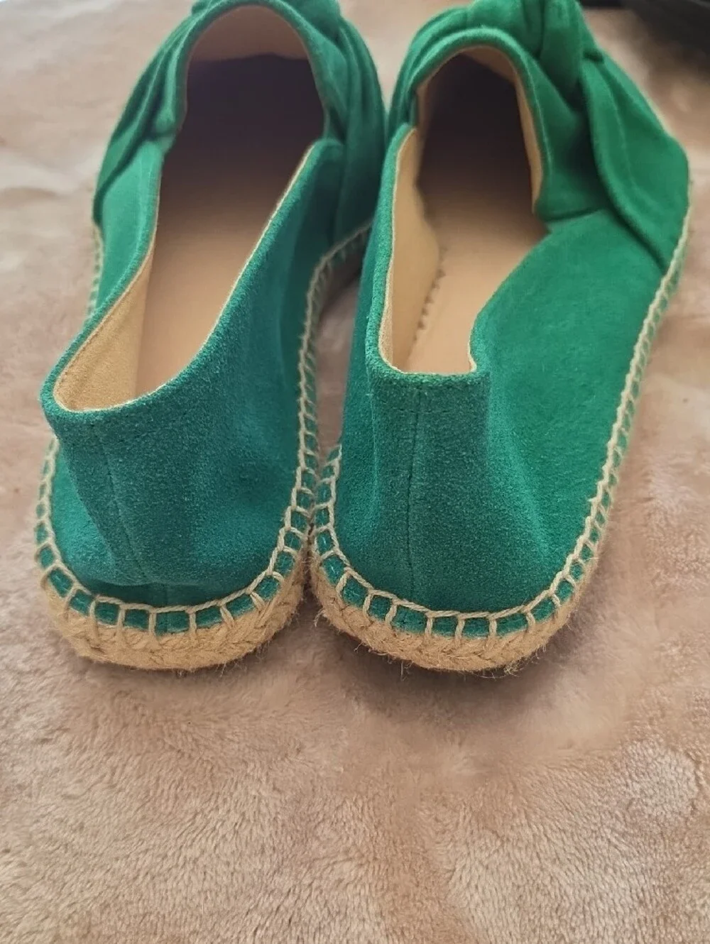 Nwot Talbots Emerald Green Suede Knot Espadrille Loafers